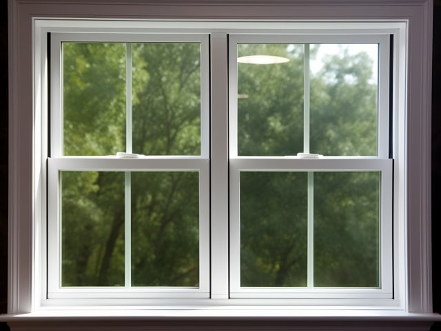 Single Hung Plastic Vinyl Window Inside View: AI Generated Image